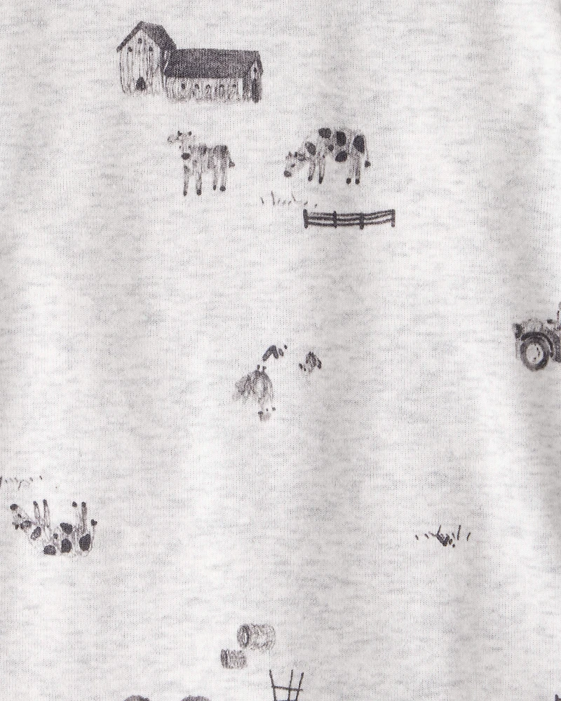 Baby Boy 4-Pack Sheep Print Long-Sleeve Multipack Bodysuits - White