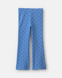 Toddler Girl Bow Cotton Pull-On Stretch Flare Leggings - Blue