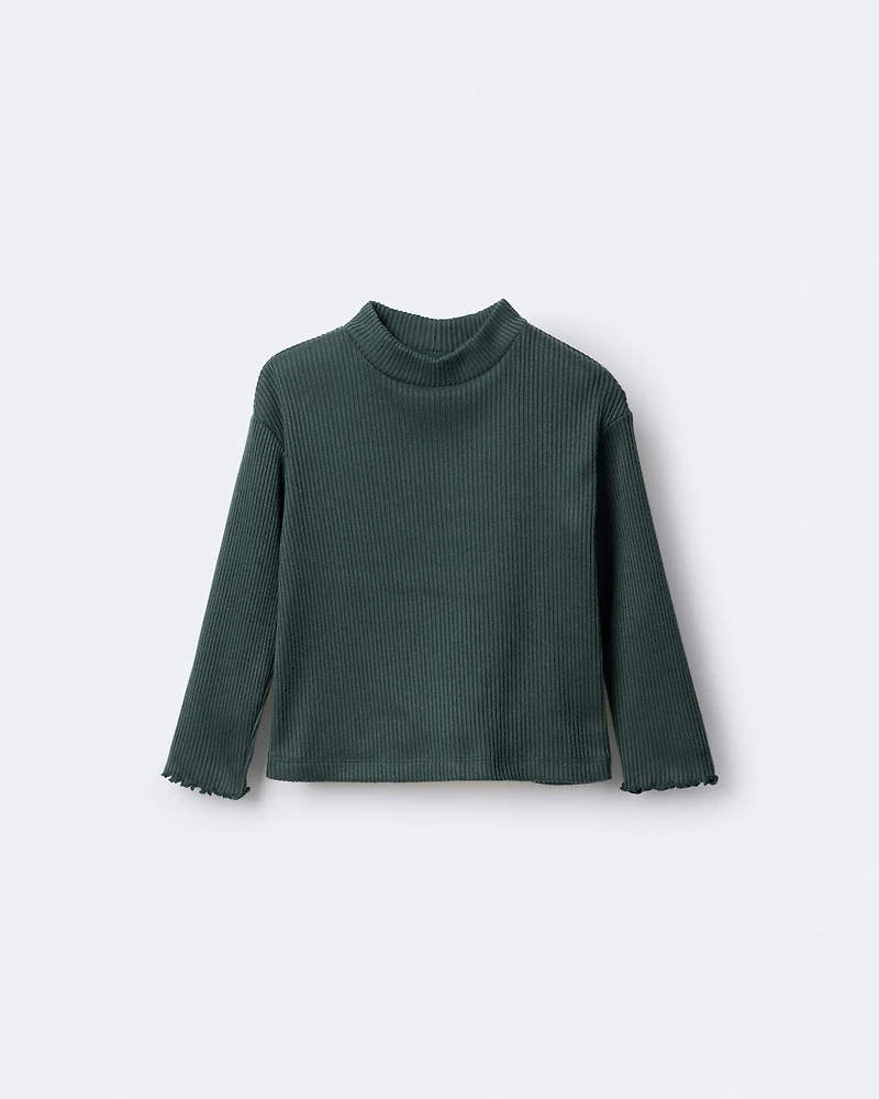 Toddler Girl Mock Neck Long-Sleeve Top - Dark Green