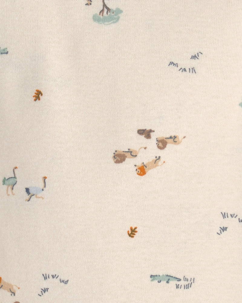 Baby Boy 2-Piece Safari Overall Set - Blue/Cream