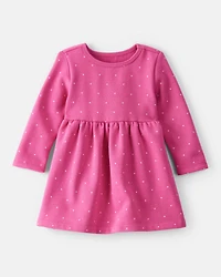 Baby Girl DayDream Fleece Polka Dot Knit Dress - Pink