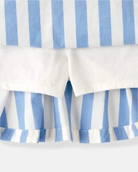 Girls Striped Skort - Blue/White