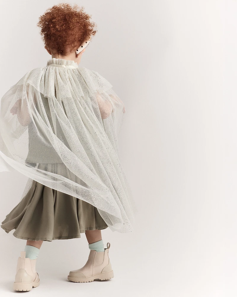 Toddler Girl Confetti Dress Up Cape - Cream/Gold