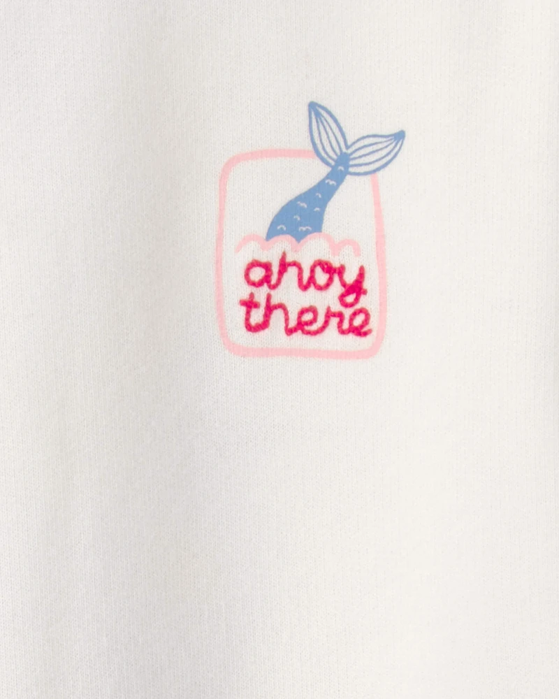 Toddler Girl Mermaid French Terry Pullover Sweatshirt - Ivory