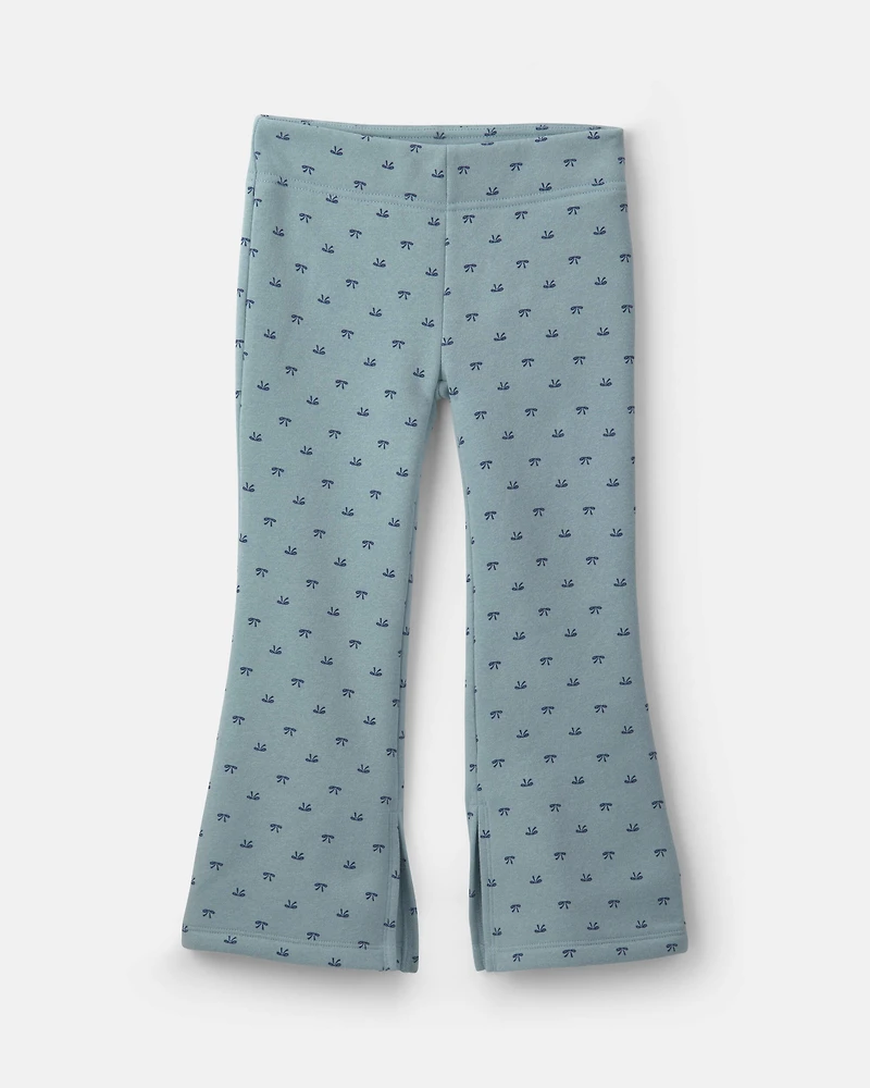 Girls 2-Piece Bow Fleece Pullover & Pant Set – Blue/Grey
