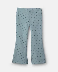 Girls 2-Piece Bow Fleece Pullover & Pant Set – Blue/Grey