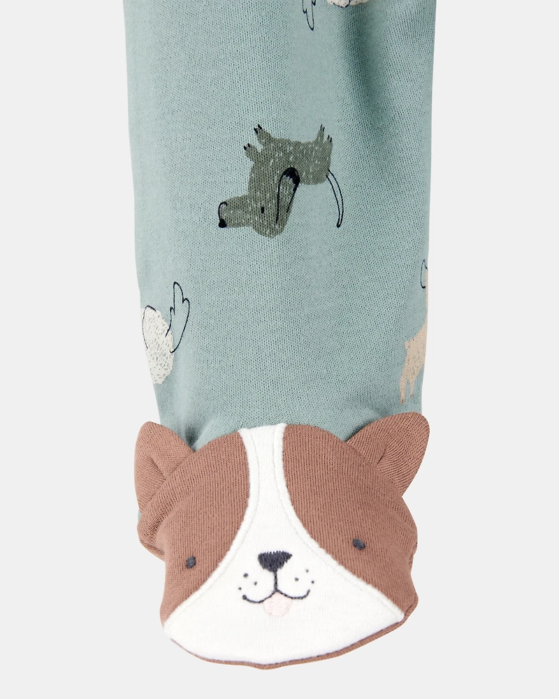 Baby Boy Dog Print 2-Way Zip Cotton Sleeper