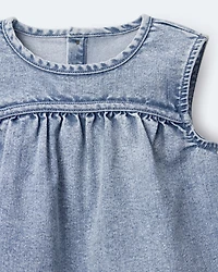 Toddler Girl Sleeveless Denim Top Avenue Wash - Blue
