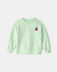 Toddler Girl Strawberry French Terry Pullover Sweatshirt - Green