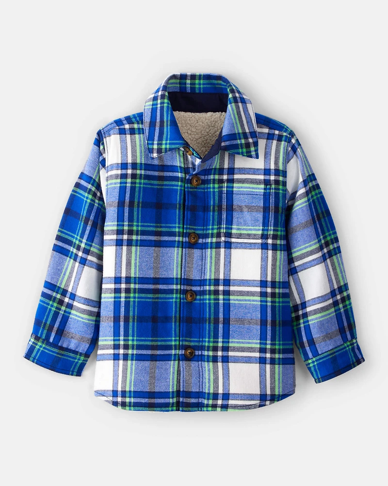 Toddler Boy Plaid Shera Lined Fashion Jacket - Blue