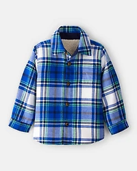 Toddler Boy Plaid Shera Lined Fashion Jacket - Blue