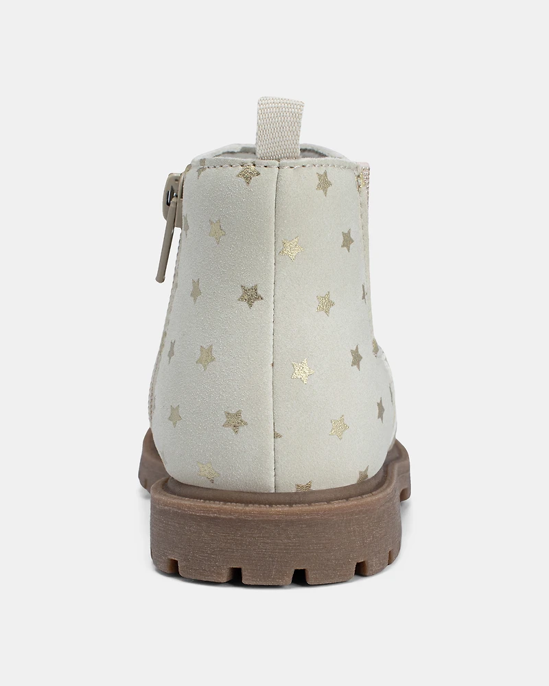 Toddler Metallic Star Fashion Boots - Ivory