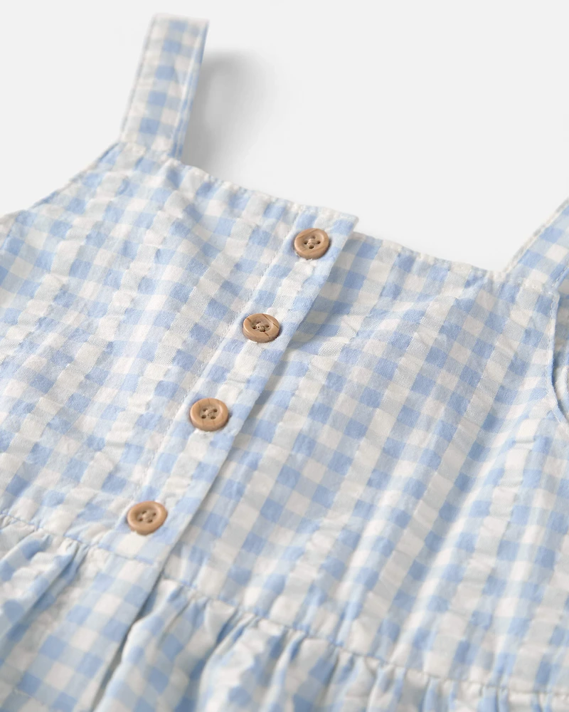 Toddler Girl Seersucker Dress Made with Organic Cotton