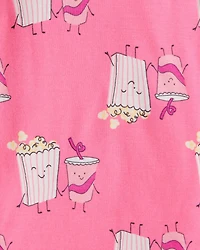 Girls Movie Print 100% Cotton Long-Sleeve 4-Piece Pyjamas - Black/Pink