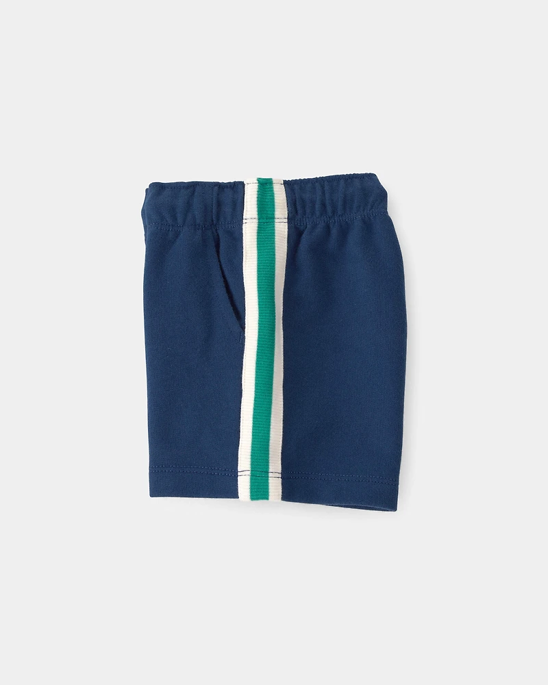 Baby Boy Striped French Terry Shorts - Blue/Green
