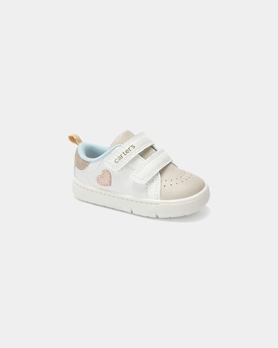 Baby Girl Every Step® First Walker Heart Casual Shoes - White/Tan