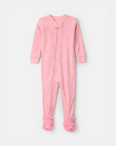Toddler Girl Flamingo 100% Cotton Snug Fit 1-Piece Pyjama - Pink