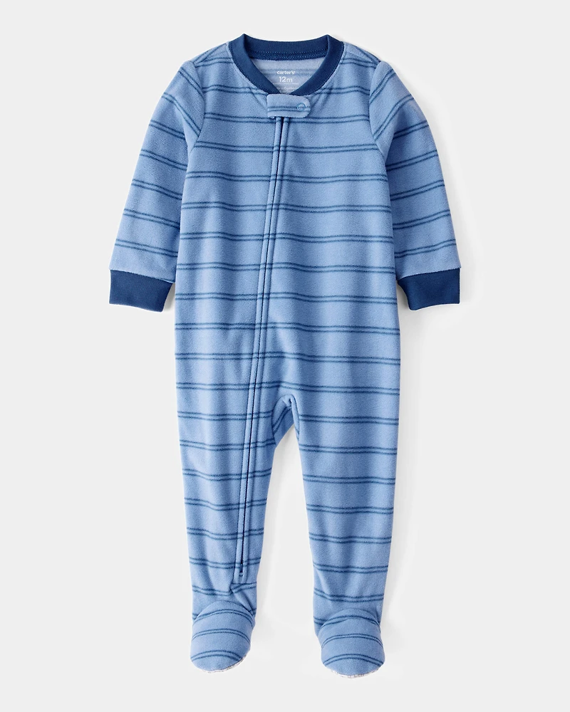 Toddler 1-Piece Striped Fleece Footie Pyjamas