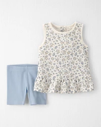 Toddler Girl 2-Piece Top & Short Set Made with Organic Cotton Spring Bloom Print