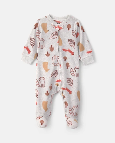 Baby Autumn Fleece 2-Way Zip Sleeper - Grey