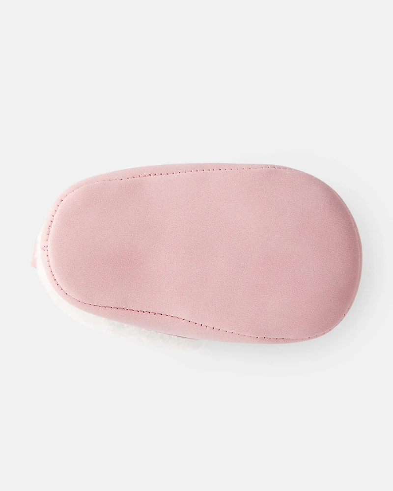 Baby Girl Sherpa Moccasin Boots - Pink/White