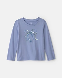 Toddler Girl Bow Long-Sleeve Graphic T-Shirt - Blue