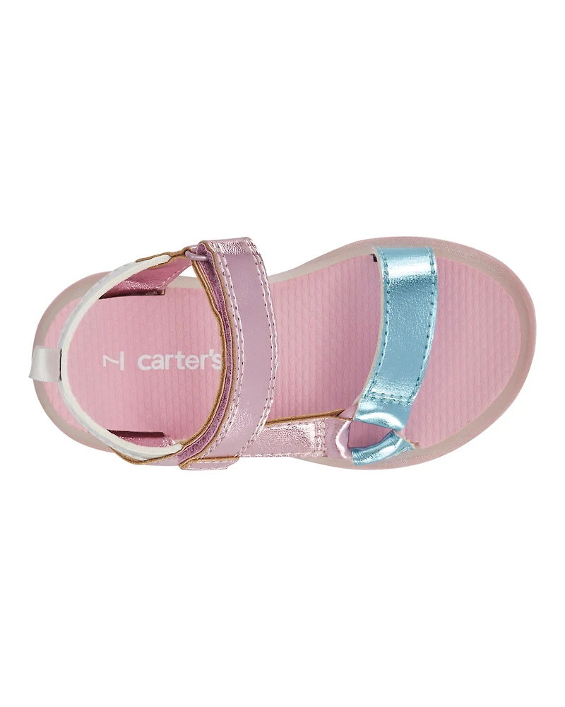 Toddler Light Up Metallic Sandals - Pink/Blue