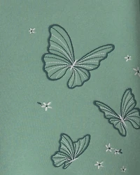 Girls 2-Piece Butterfly Fleece Long-Sleeve Top & Pant Set - Green