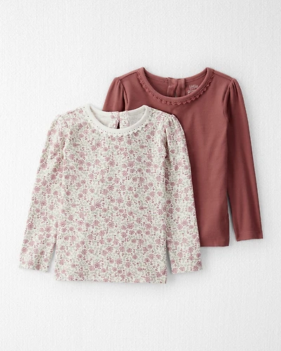Toddler Girl 2-Pack Organic Cotton Ribbed Tees