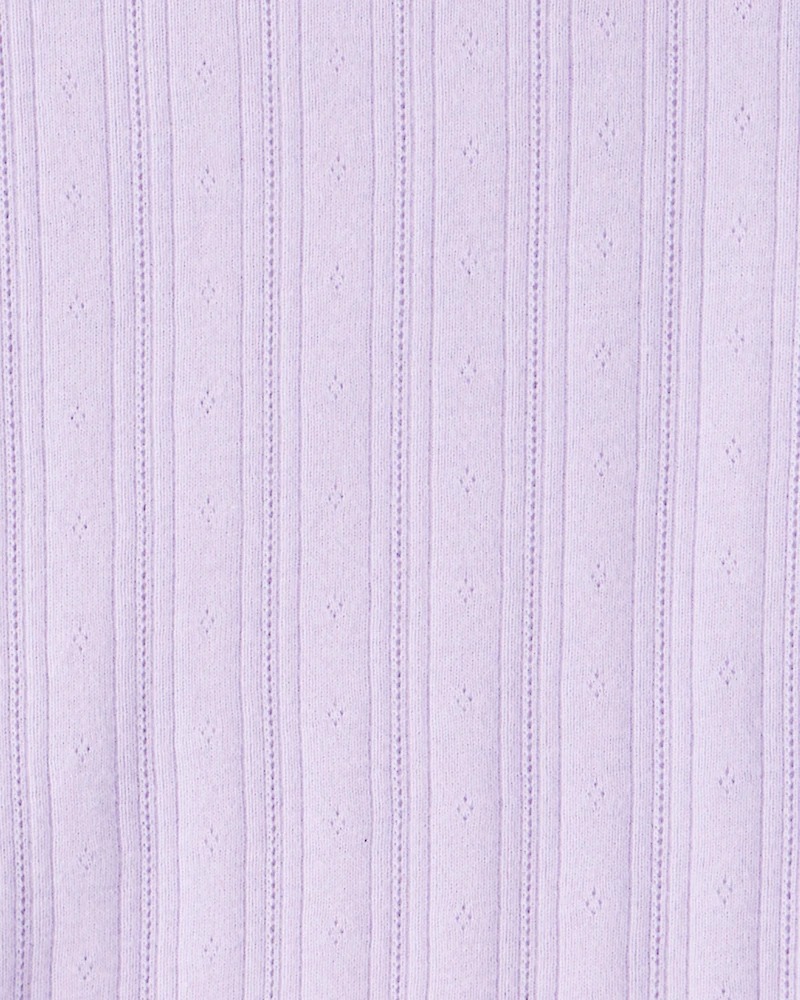 Girls Pointelle Long-Sleeve Top - Purple