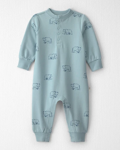 Baby Organic Cotton French Terry Jumpsuit Blue Bears
