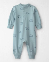 Baby Organic Cotton French Terry Jumpsuit Blue Bears