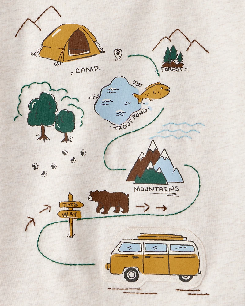 Toddler Boy Camping Long-Sleeve Graphic Tee - White