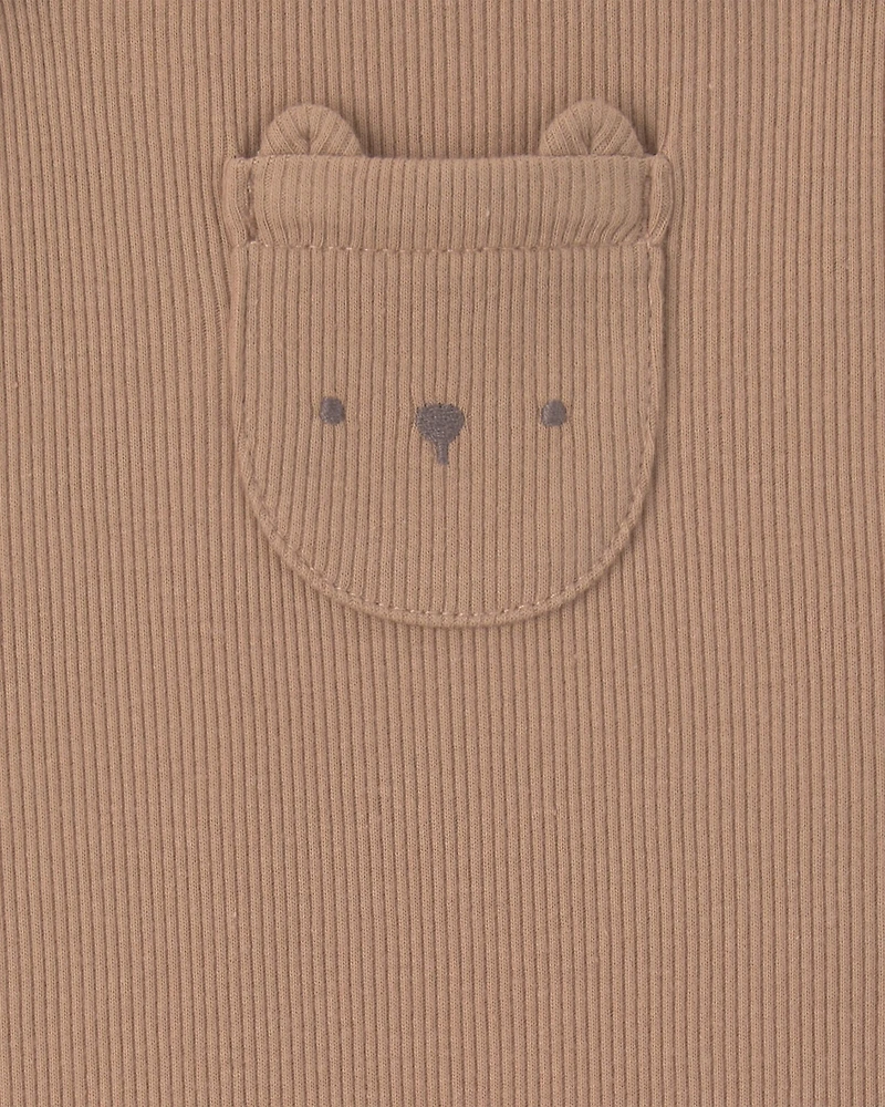 Baby 2-Piece Bear Long-Sleeve Overall Set - Brown