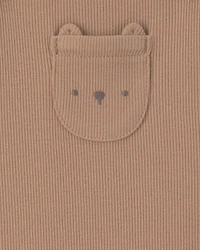 Baby 2-Piece Bear Long-Sleeve Overall Set - Brown