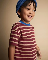 Toddler Boy Relaxed Tee Stripes - Burgundy