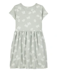 Girls Floral Short-Sleeve Dress - Green