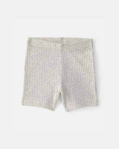Baby Girl Rib Bike Shorts - Grey