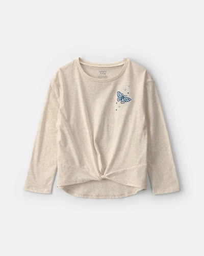 Girls Butterfly Long-Sleeve Top - Ivory