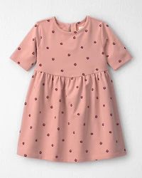 Toddler Girl Organic Cotton French Terry Dress Apples