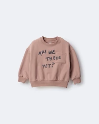 Toddler 'Are We There Yet' Pullover Sweatshirt - Mocha Brown