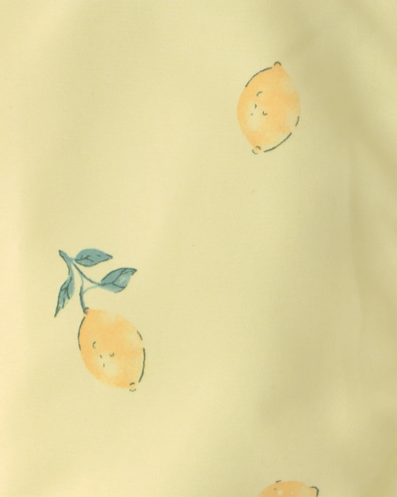 Toddler Girl Lemon Print  Rain Jacket- Yellow