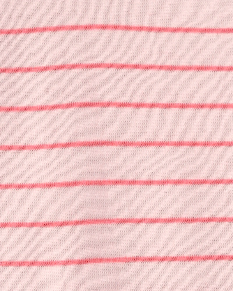 Baby Girl Ladybug Striped 100% Cotton Snug Fit 1-Piece Pyjama Set - Pink