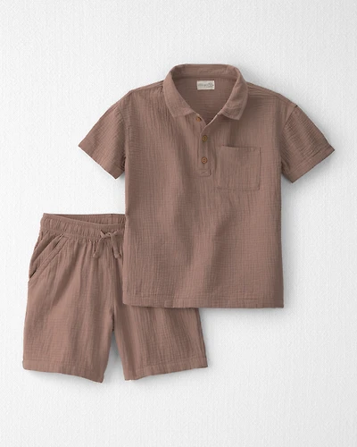 Boys 2-Piece Organic Cotton Gauze Top & Short Set