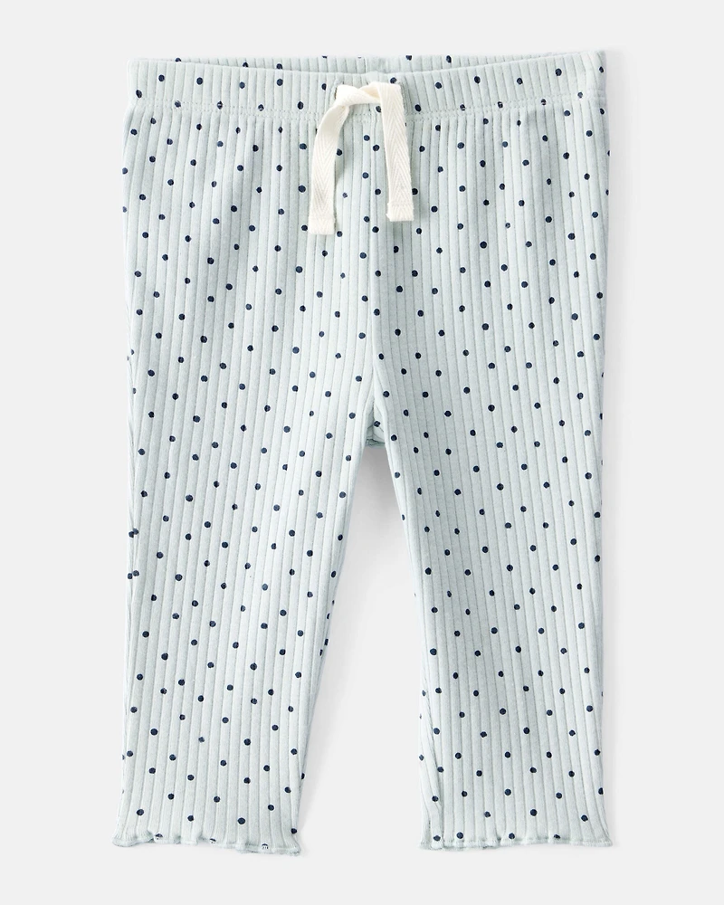 Baby Girl Polka Dot Print Cotton Pull-On Pants - Blue