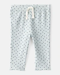 Baby Girl Polka Dot Print Cotton Pull-On Pants - Blue