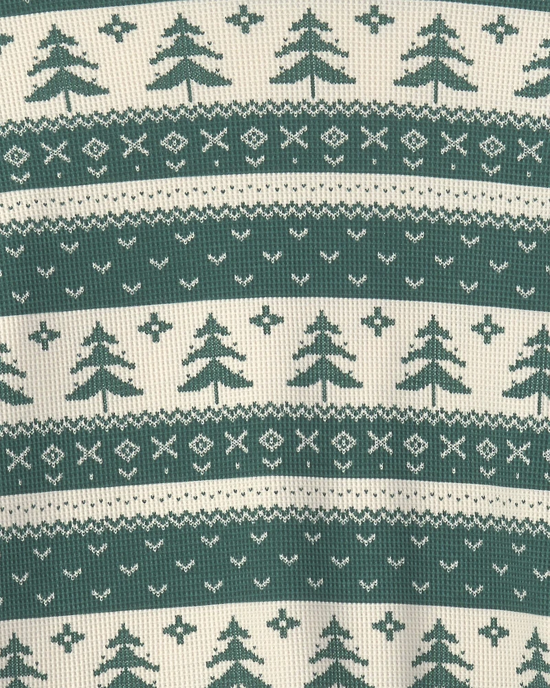 Adult 2-Piece Fair Isle Waffle Knit Pyjamas Made with Organic Cotton