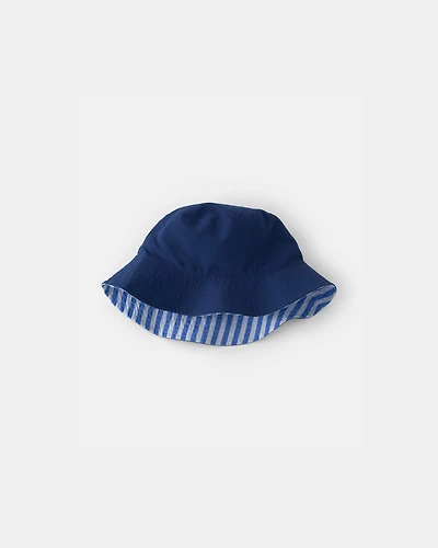 Toddler Boy Reversible Stripe Swim Hat - Blue