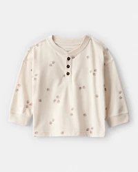 Baby Boy Acorn Print Long-Sleeve Tee - Ivory