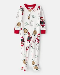 Baby Brown Santa Milk & Cookies 100% Cotton Long-Sleeve Snug Fit 1-Piece Pyjamas - White